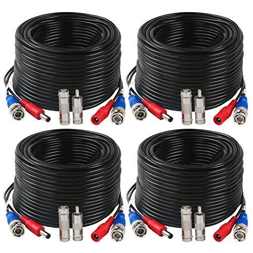 Tainston 4 Pack 200 Feet BNC Video Power Cable Wire Pre-Made All-in-One Video Security Camera Wire with Connectors for CCTV Camera DVR Surveillance System - Thumbnail 7