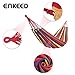 Enkeeo Outdoor Cotton Hammocks Double 2 Person 330lbs Portable Compact Travel Camping Hammock with Tree Ropes and Carry Bag for Patio Yard Garden Beach