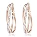 Gemini Ladies Jewelry Rose Gold Plated Big Round Hoop Crystal Pierced EarringsGm032Rg, Size: 4cm Color: Rose Gold