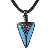 PCTJYFU Arrowhead Necklace 925 Sterling Silver for Women Men Pendant with Blue Opal/Abalone Shell/Turquoise Black Gold Plating Protective Symbol Jewelry Adjustable Chain Gift for Him Her