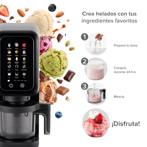 AVERA Máquina para hacer helados con 9 programas y 3 recipientes de 450 ml, Crea sorbetes, batidos, bebidas congeladas, creamy, slushie machine, ice cream maker, maquina de nieva de yogurt | MHM01