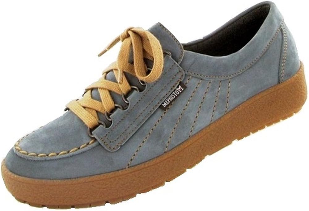 Mephisto - Zapatillas de cuero nobuck para mujer Azul verde huevo de