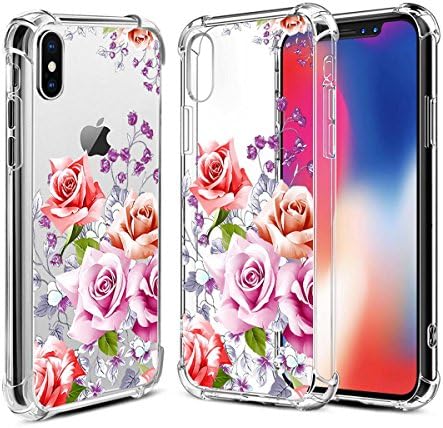 Airror Phone Case Compatible with iPhone Xs/iPhone X with Flowers, [Four Corners Thicken Shockproof] Slim Shockproof [Support Wireless Charging] Clear Floral Pattern 193