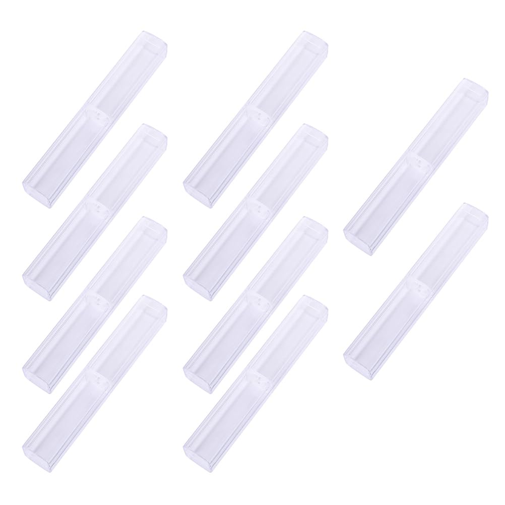 Tomaibaby 10Pcs Transparent Pen Box Case Plastic Pencil Storage Organizer 6.1 Inch Clear Acrylic Pen Boxes for Office Desk Accessories and Home Use