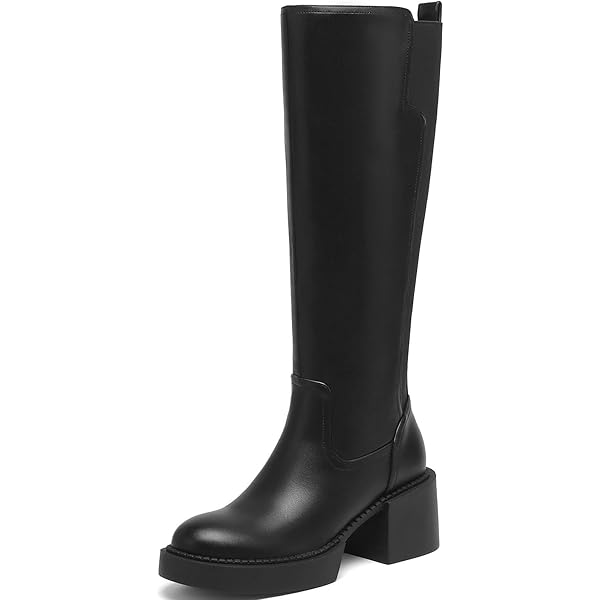 靴 VOLUMINOUS TOE PLATFORM BOOTS Amazon.com: Womens Platform Boots Square Toe Chunky Heel