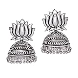 Jaipur Mart Oxidised Plated Jhumka Earrings Silver Jewellery Gift For Women