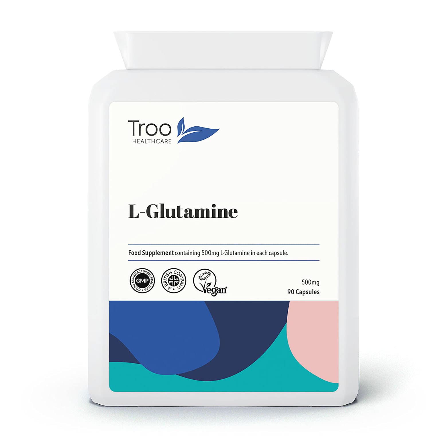 Troo Health Care L-Glutamine Supplement (500mg) - 90 High Strength Capsules - Targeted Release Amino Acid Supplement| UK Manufactured to GMP Standards