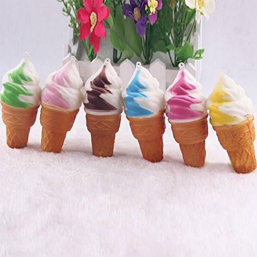 Geefia 3 Pcs Squishy Ice Cream Soft PU Simulated Food Pendant Toy Cute Cellphone Bag Strap Pendant Charms Gift