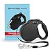 SHINE HAI Retractable Dog Leash, 16ft Dog Walking Leash for Large Medium Small Dog Up to 110lbs, Break & Lock System, Reflective Ribbon Cord, Black