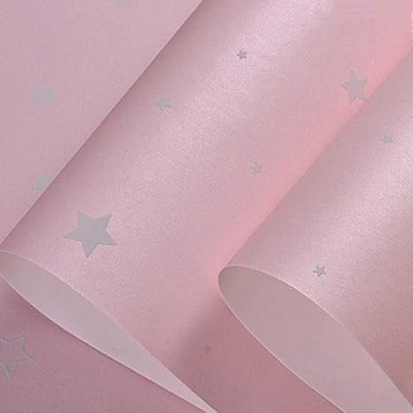 Amazon Co Jp Zcxbhd 3d 不織布 壁紙 ルミナス 星 月 子 漫画 蛍光 にとって 男の子 女の子 寝室 色 ピンク ホーム キッチン