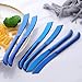 Bisda Steak Knife Set, Premium Serrated Stainless Steel Kitchen Steak Knives, Set of 6, Dishwasher Safe (Blue)