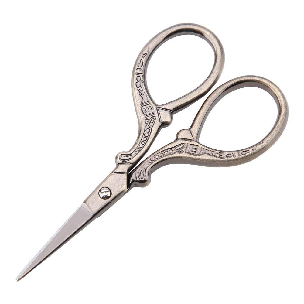 Antique Stainless Steel Embroidery and Cross-Stitch Scissors for Sewing Needlework DIY Craft Art Work Household Use (Bronze)