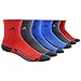 adidas Kids-Boy's/Girl's Cushioned Crew Socks (6-Pair), Scarlet/Onyx/Blue/Black Marl/Light Onyx/Black, Large