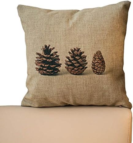 LCArtStore Retro Pine Cone Pattern 18x18 Inch Cotton Linen Decorative Pillow Case Throw Pillow.