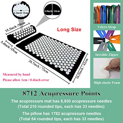 Acupressure Mat and Pillow Set with Bag - Large Size 28.7 X 16.5 inch Acupuncture Mat for Neck & Back Pain, Muscle… - Image 2