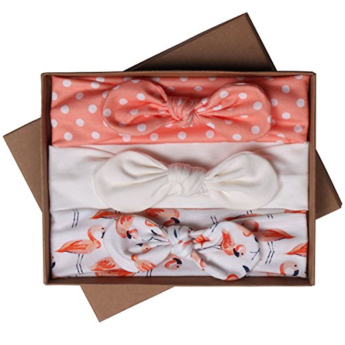 HUIXIANG Baby Girls Headbands With Bows 3 Pack Infant Toddler Headwraps Hair accessories