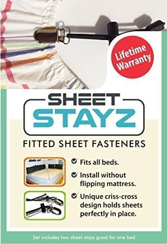 Sheet Stays - Set of 6 Criss Cross Fitted Sheet Fasteners (i.e. Sheet Grippers) for Three Beds of Any Size