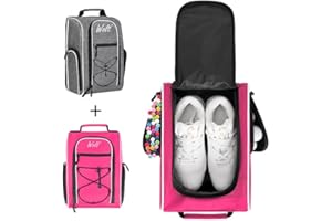 Wolt 2 Pcs Golf Shoe Bag for Travel- Zippered Shoes Carrier Bags with Ventilation & Double Outside Accessory Pocket for Socks, Tees, Golf Balls, etc. for women and men (Grey+Pink)
