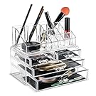 Felicite Home Makeup Cosmetic Organizer Conceal/Lipstick/Eyeshadow/Brushes in One place Storage Drawers, Clear, Medium,NEWEST EDITION UPGRADED BOTTOM DRAWER SIZE , 2 Piece Set