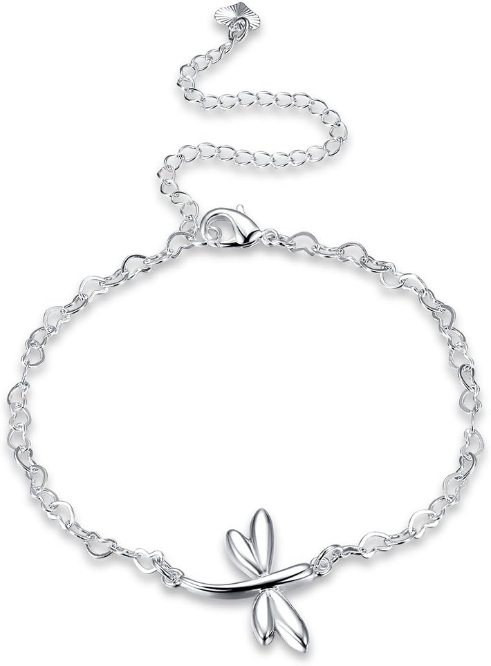 GYAYA Women's Heart Shaped Dragonfly Chain Infinite Anklet Foot Bracelet Sandals Beach Anklet