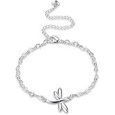 Goldenchen Fashion Jewelry 925 Sterling Silver Cute Dragonfly Heart Chain Anklet