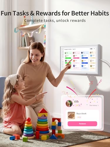 Digital Calendar 15.6 Inch - Smart Chore Chart & Wall Planner, No Subscription Electronic Calendar for Family, Meals, Photo Display, Wall/Desk Mount, Touch Screen, Gifts for Women Men, Gifts for Mom