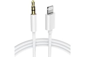 Jefuzh Lightning to 3.5mm AUX Cord, 1/8 Inch Audio Cable,3.3ft Male Aux Stereo Audio Cable for Car Home Stereo Speaker Headphone Compatible with iPhone 14/13/12/11/XR/X/8/7 (White)