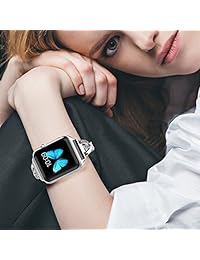 Lwsengme   Pulsera para reloj de Apple, 1.496 in, 1.654 in, 1.575 in, 1.732 in, clásica, para iWatch, serie 4, serie 3, serie 2, serie 1, 38 mm, Plateado
