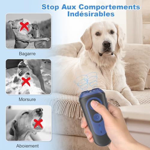 Anti Barking Dog, Powerful Ultrasonic Dog Breeding Detractor with 3 Modes, Deterrent Bark Control Range 15 m with 30 Day Battery Life, Portable Anti-Bark Device