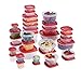 Rubbermaid Easy Find Lids Food Storage and Organization Containers, Set of 30 (60 Pieces Total), Racer Red