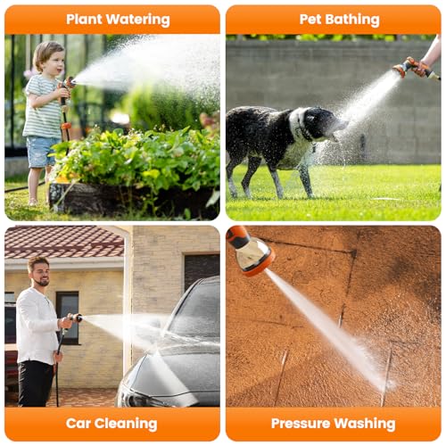 Retractable Garden Hose Reel 1/2” x 100ft, Auto Rewind Hose Reels for Outside, Heavy-Duty Wall-Mounted Outdoor Hose, 10-Mode Nozzle, Adjustable Length, 180° Rotation for Watering, Car Washing
