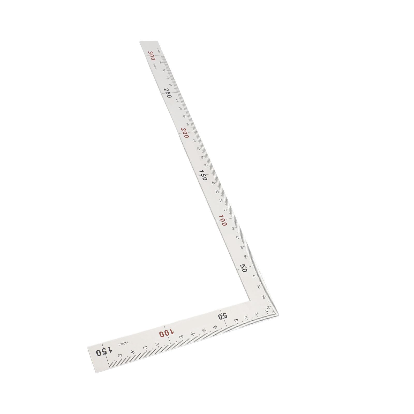 L Square Stainless Steel Ruler, 90 Degree Right Angle Measurement Tool, Double-Sided with Red and Black Marks, 300mm x 150mm, for Carpenter