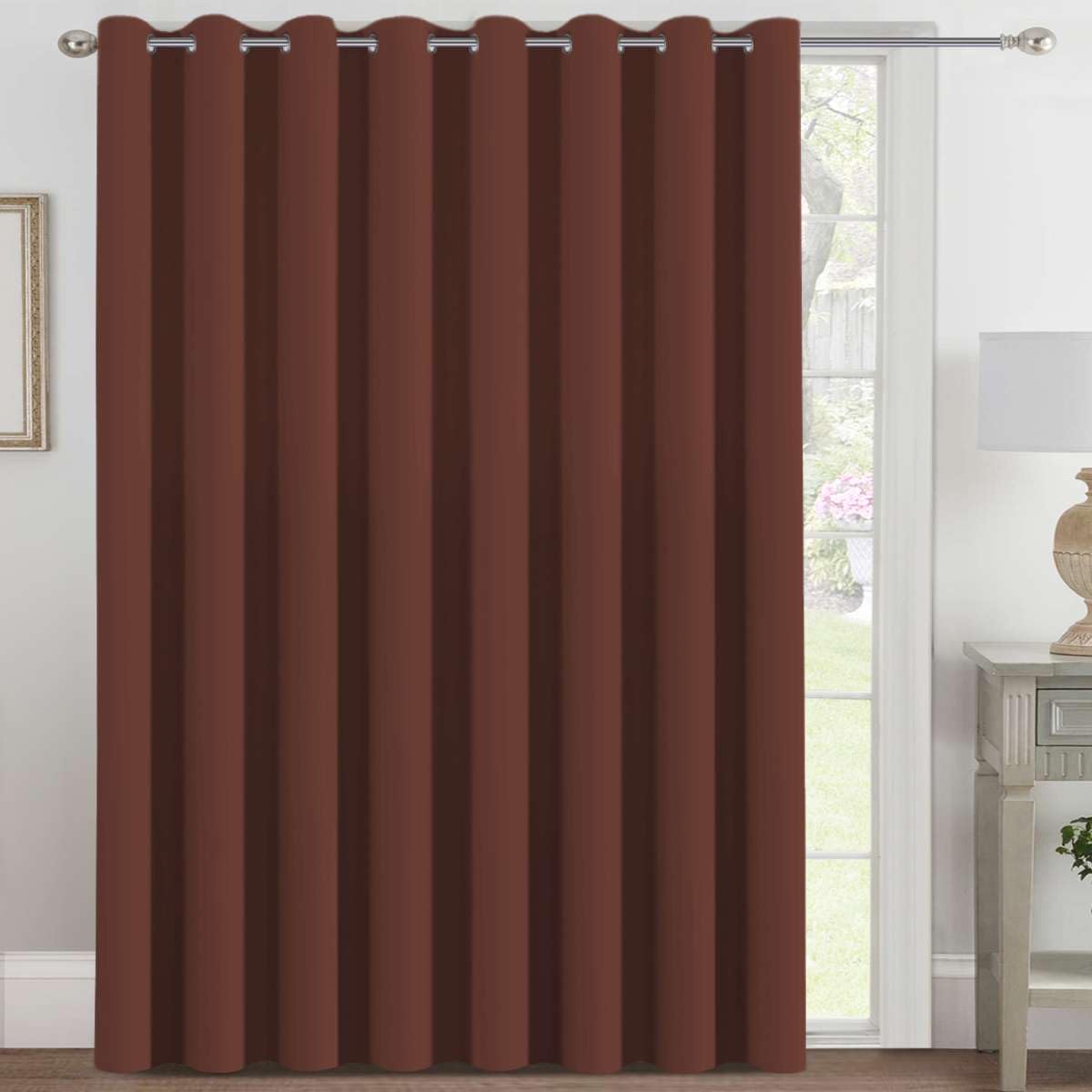 Photo 1 of H.VERSAILTEX Blackout Patio Curtains 100 x 108 Inches for Sliding Door Extral Wide Blackout Curtain Panels Thermal Insulated Room Divider - Grommet Top, 9' Tall by 8.5' Wide - Rust