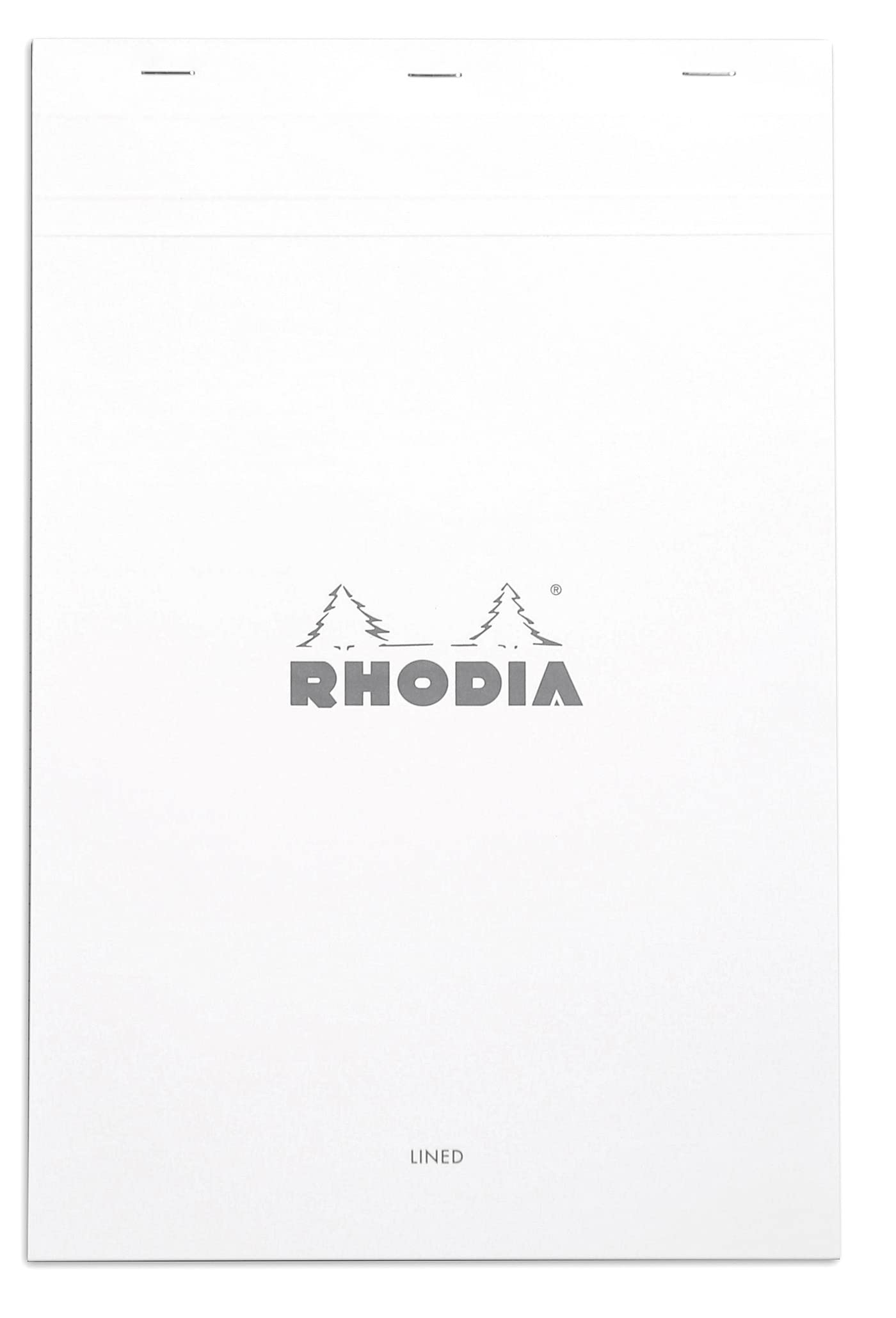 RHODIA 19601C - Stapled Notepad N°19 White - A4+ - Lined - 80 Detachable Sheets - White Clairefontaine Paper 80 g/m - Soft, Resistant and Waterproof Coated Card Cover - Basics