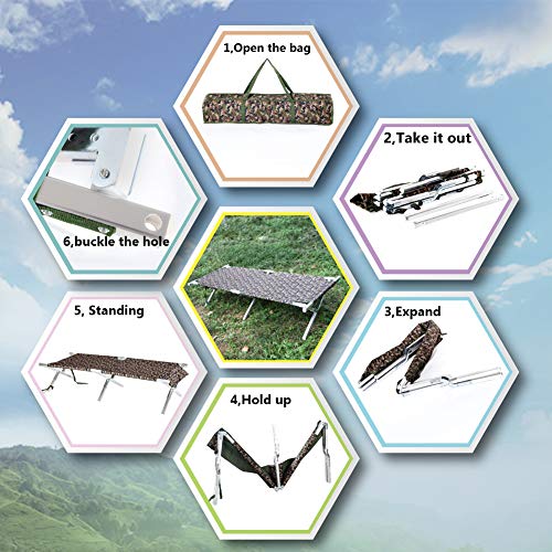 Portable Folding Camping Cot Outdoor Military Aluminum Lightweight Camp Cot for Adult for Tent