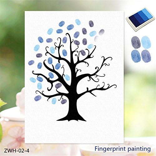 YOMIJN Creative Fingerprints Canvas Painting 15.7'' DIY Wall Decoration Artcrafts Waterproof Wedding Guestbook (15.7 inch, 1Blue)