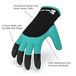 Garden Gloves with Fingertip Claws - Quick, Easy, Efficient and Waterproof to Plant, Dig and Prune in your Garden, Nursery and Roses