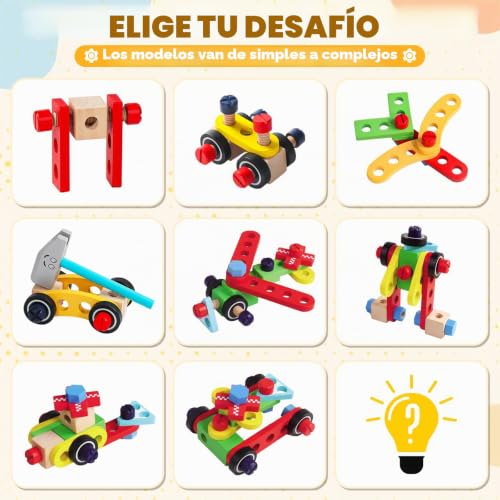 Toys Children 3 Years Old Gift Boy Girl 3 4 Years, Wooden Tool Box Toy with Electric Drill, Montessori Toys Educational Games Boys Girls 3 4 Years Old (44 Pieces)