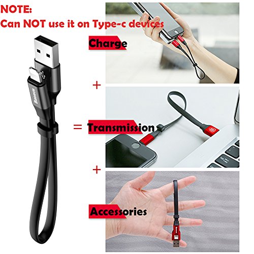 2 in 1 Lightning Cable Micro USB Dual Charging Cable 0.75feet Doubled-side Cable Charging Data Transmission Cord Reversible Cable for iPhone 8 /7 Plus iOS & Android - Black - Thumbnail 2