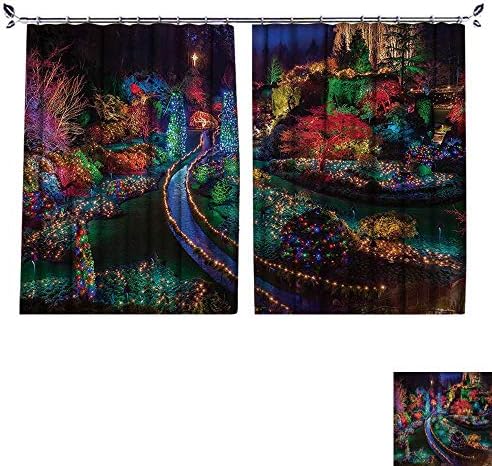 DESPKON Curtain Outer Curtain Christmas Light Buchart Gardens Celebratis Seasal Nature Suitable for Living Room. W108 x L72