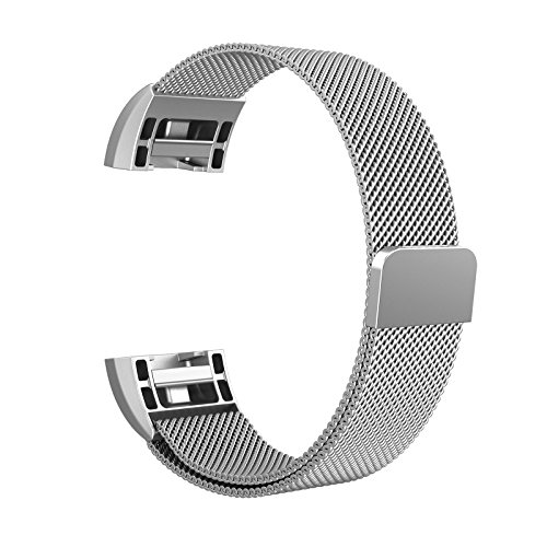 Fitbit Charge 2 Milanese Bands Metal Silver, Swees Replacement Small & Large (5.5