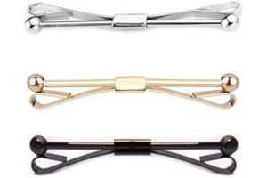 RETZJORV Vpang 3 Pcs Men's Tie Collar Bar Pin Shirt Clip Cravat Lapel Stick Brooch with Gift Box