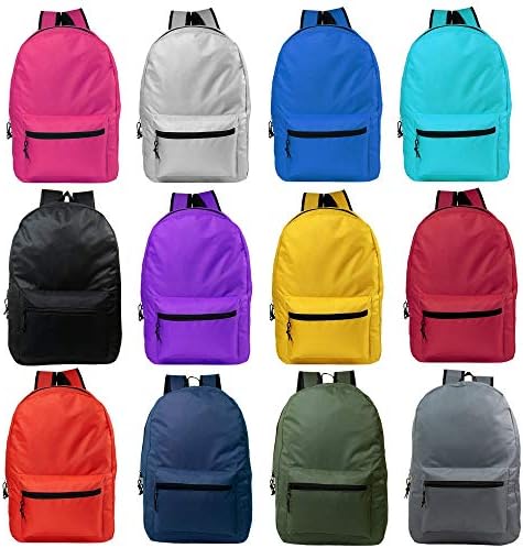 15” Wholesale Bulk Backpacks for Students - Case of 24 Bookbags