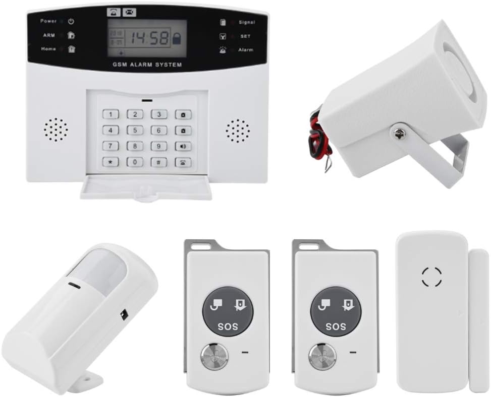 Wireless GSM Home Security Anti-Burglar House Door Alarm System with Auto Dial Motion Detectors and More for Complete Security (US Plug)