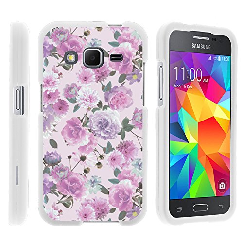 Samsung Galaxy Core Prime Case, Slim Armor Snap On Hard Case Combo for Samsung Galaxy Core Prime G360 (Boost Mobile) from MINITURTLE | Includes Clear Screen Protector and Stylus Pen - Pink Purple Flower