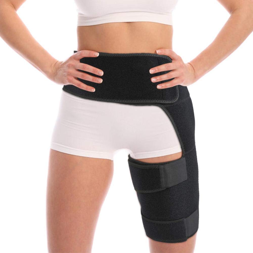 Salmue Hip Thigh Bandage, Adjustable Neoprene Hip Brace Hip Orthosis, Sciatic Nerve Pain Relief Recovery Sprains, Compression Bandage for Men and Women