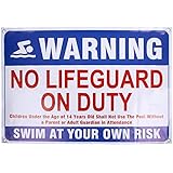 ICObuty Pool Safety Signage Flex Banner No Lifeguard On Duty Sign (24x36 Inch)