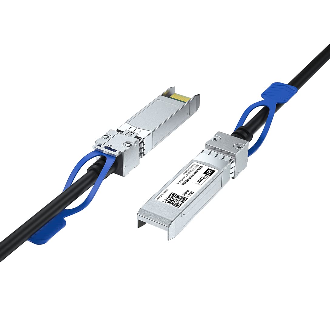 H!Fiber.com 25G SFP28 DAC Cable, 5-meter(16.5 ft), 25GBASE-CR SFP28 to SFP28 Passive Direct Attach Copper Twinax Cable for Cisco SFP-H25GB-CU5M, Ubiquiti, Netgear, and Other Open Switches and NIC