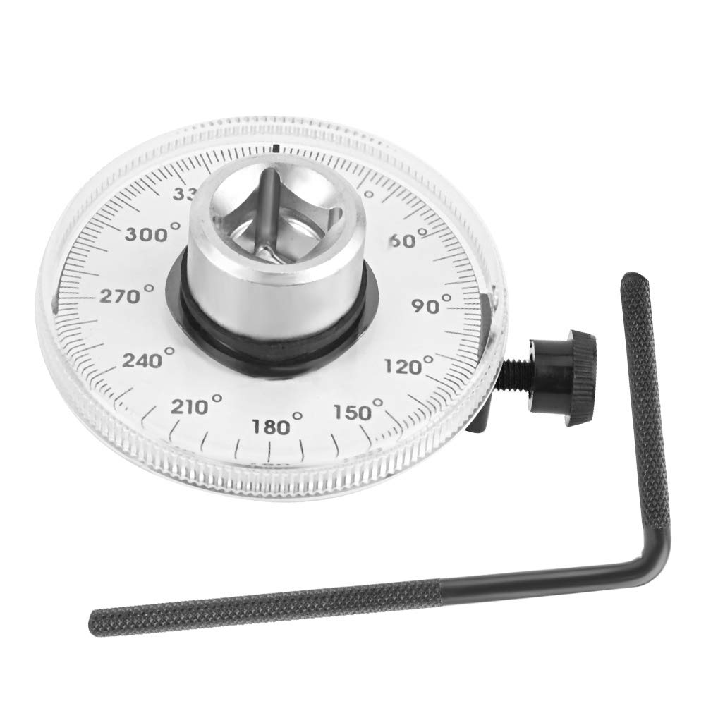 Qiilu 1/2inch Drive Wrench Gauge, Car Angle Rotation Ratchet Measurement Tool Kit 1/2" Drive Angle Gauge