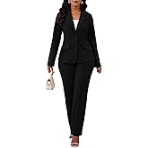 Kafiloe Women Suits 2 Piece Set Long Sleeve Blazer Pants Suit Dressy Pantsuits Business Casual Outfits